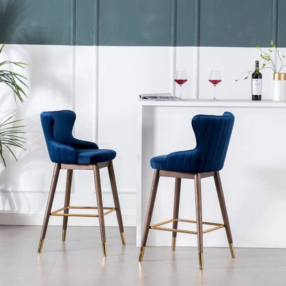 Roundhill Furniture Leland Fabric Upholstered Wingback Bar Stools (Set of 2)