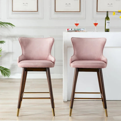 Roundhill Furniture Leland Fabric Upholstered Wingback Bar Stools (Set of 2)