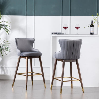 Roundhill Furniture Leland Fabric Upholstered Wingback Bar Stools (Set of 2)