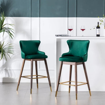 Roundhill Furniture Leland Fabric Upholstered Wingback Bar Stools (Set of 2)