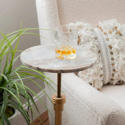Blythe Adjustable Drink Table with Marble Top