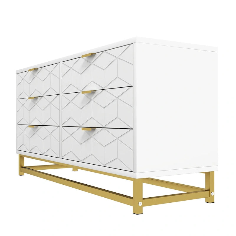 6 Drawer Dresser, with Metal Legs