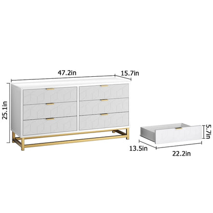 6 Drawer Dresser, with Metal Legs