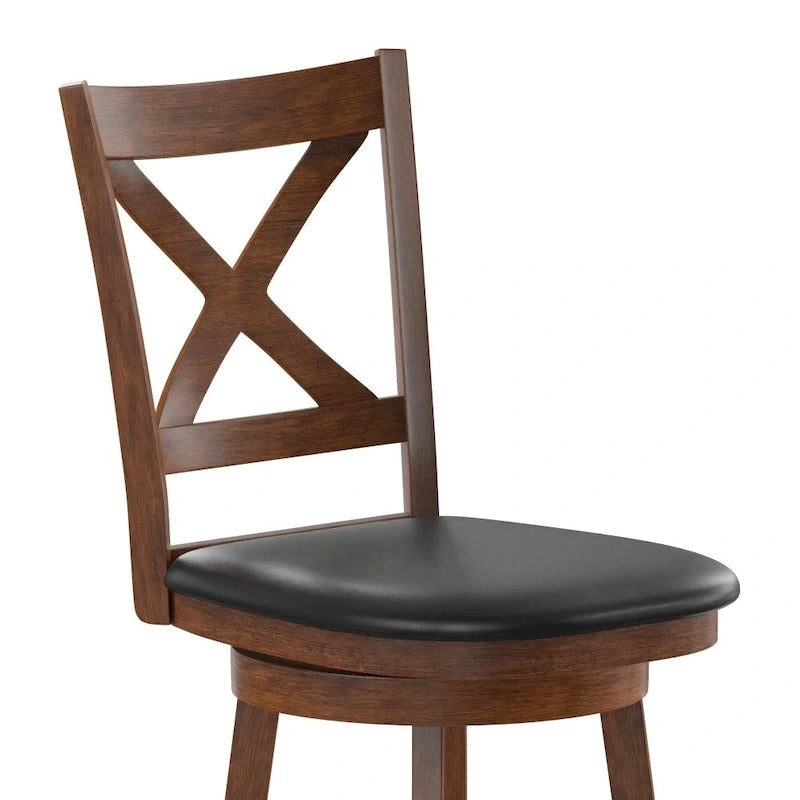 Modern Ladderback Wooden Upholstered Swivel Counter Height Stool