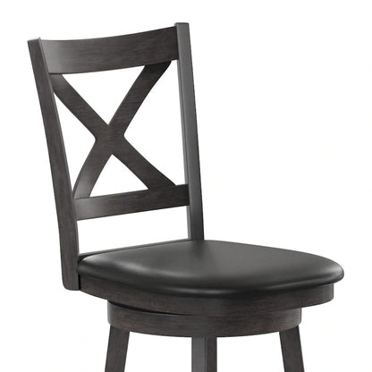 Modern Ladderback Wooden Upholstered Swivel Counter Height Stool
