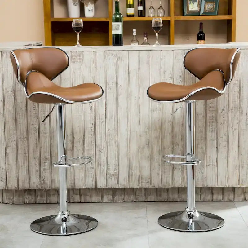 Roundhill Furniture Masaccio Leatherette Airlift Adjustable Swivel Barstool (Set of 2)