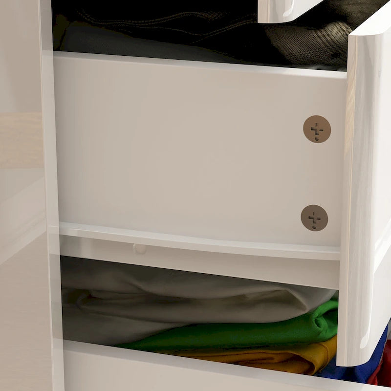 8 Drawer Double Dresser Dressers with High Gloss Drawers With Light