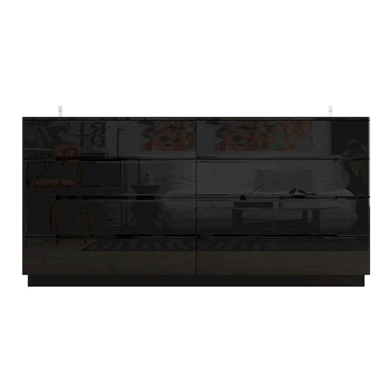 8 Drawer Double Dresser Dressers with High Gloss Drawers With Light