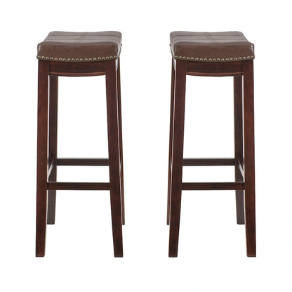 Linon Willamette Backless Barstool with Faux Leather Seat (Set of 2)