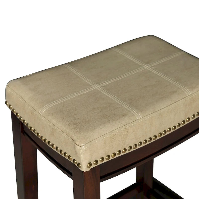 Linon Willamette Backless Barstool with Faux Leather Seat (Set of 2)