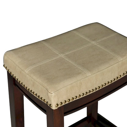 Linon Willamette Backless Barstool with Faux Leather Seat (Set of 2)