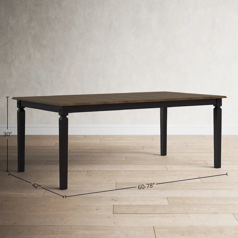 Black Charcoal Rectangle Dining Table with Extension Leaf