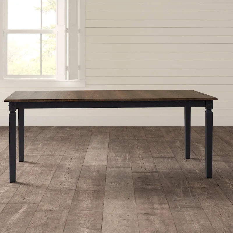 Black Charcoal Rectangle Dining Table with Extension Leaf