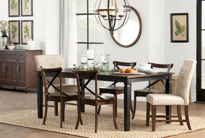 Black Charcoal Rectangle Dining Table with Extension Leaf