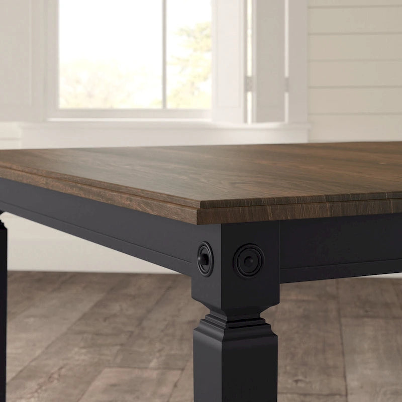 Black Charcoal Rectangle Dining Table with Extension Leaf