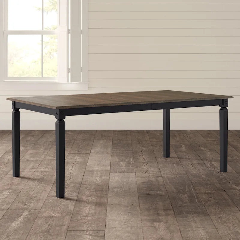 Black Charcoal Rectangle Dining Table with Extension Leaf