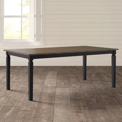Black Charcoal Rectangle Dining Table with Extension Leaf