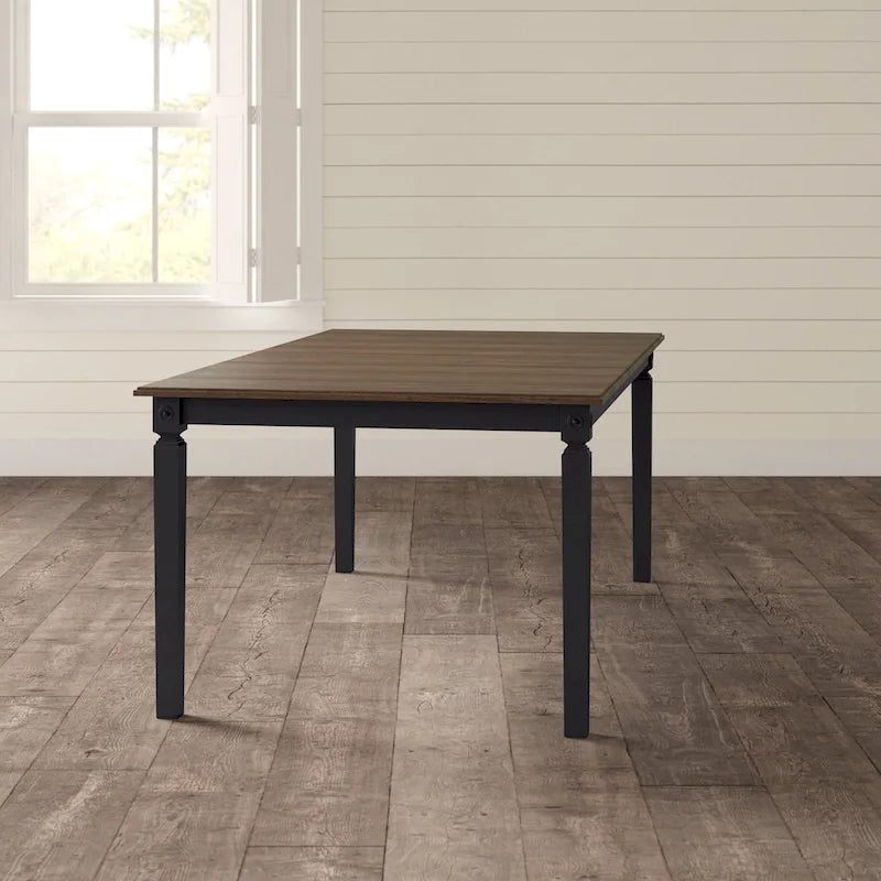 Black Charcoal Rectangle Dining Table with Extension Leaf
