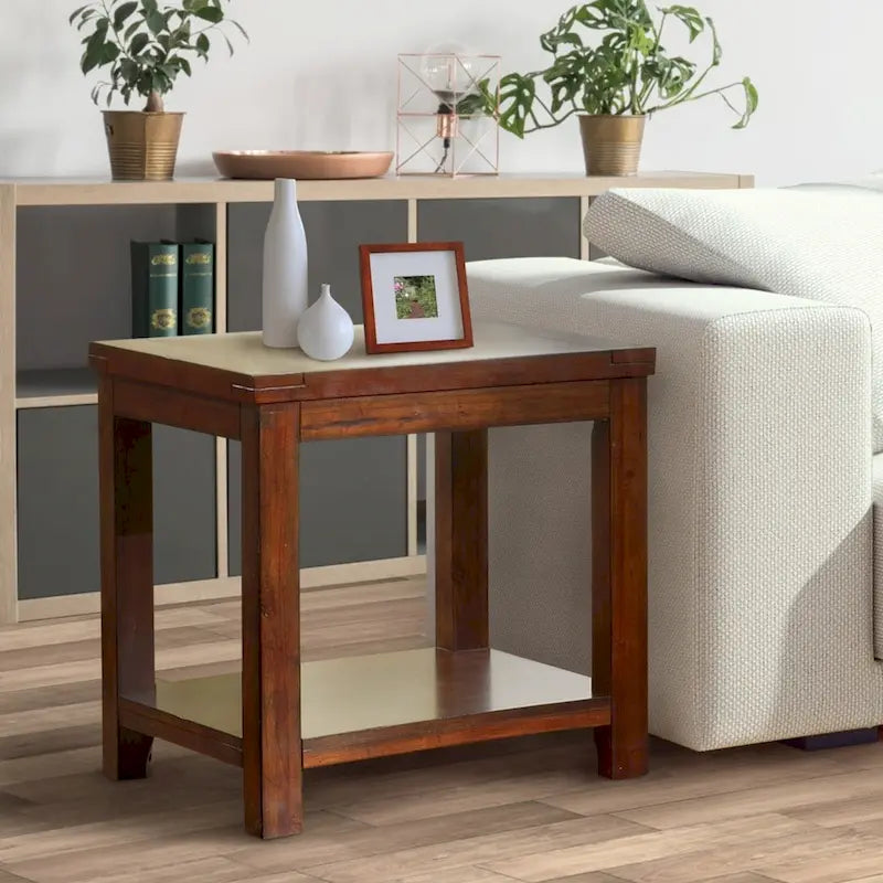 Llat Transitional Cherry 24-inch Solid Wood 1-Shelf Side Table by Furniture of America