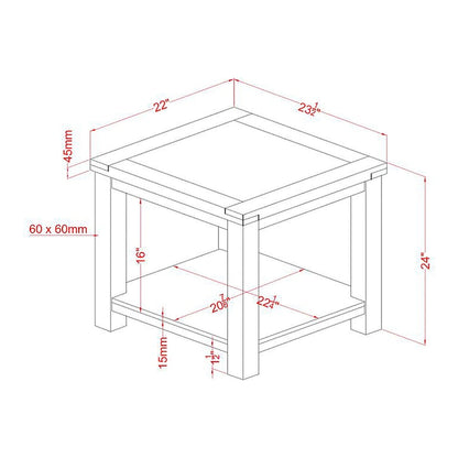 Llat Transitional Cherry 24-inch Solid Wood 1-Shelf Side Table by Furniture of America