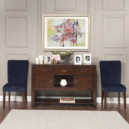 HomePop Classic Velvet Parsons Dining Chair - Dark Navy Blue Velvet (Set of 2)