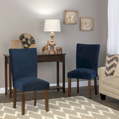HomePop Classic Velvet Parsons Dining Chair - Dark Navy Blue Velvet (Set of 2)