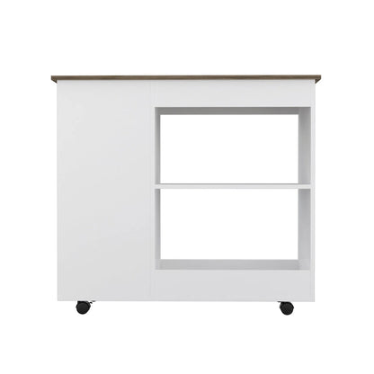 FM Furniture Arizona Kitchen Cart with 2 Storage Shelves, 3 Side Shelves, and 4 Casters