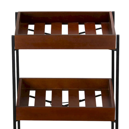 Winslow River of Goods Wooden Slat and Black Metal Storage Cart