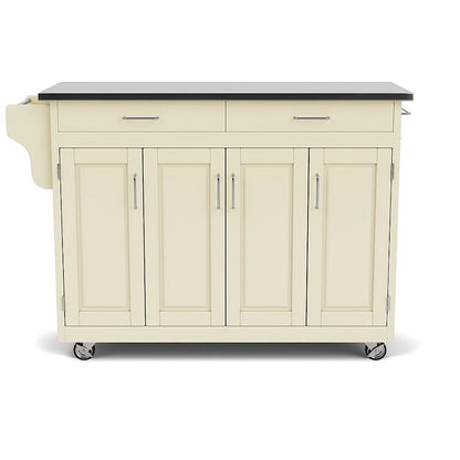 Copper Grove Puff Island White Finish with Stainless Steel Top Kitchen Cart