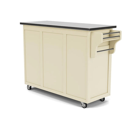 Copper Grove Puff Island White Finish with Stainless Steel Top Kitchen Cart