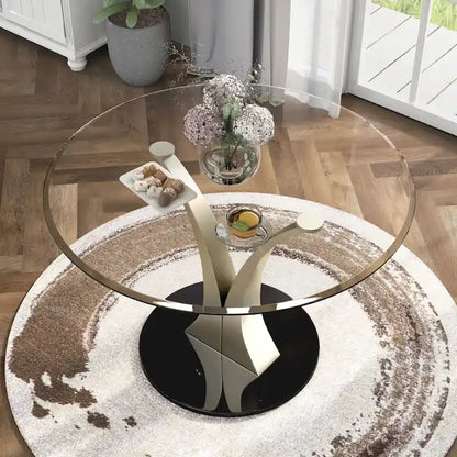 Furniture of America Zaia Contemporary Silver 45-inch Glass Top Dining Table