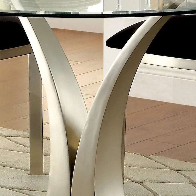 Furniture of America Zaia Contemporary Silver 45-inch Glass Top Dining Table