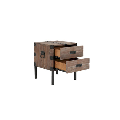 Antique Reclaimed Wood Gray Trunk and Side Table, Set of 3