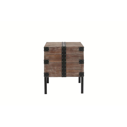 Antique Reclaimed Wood Gray Trunk and Side Table, Set of 3