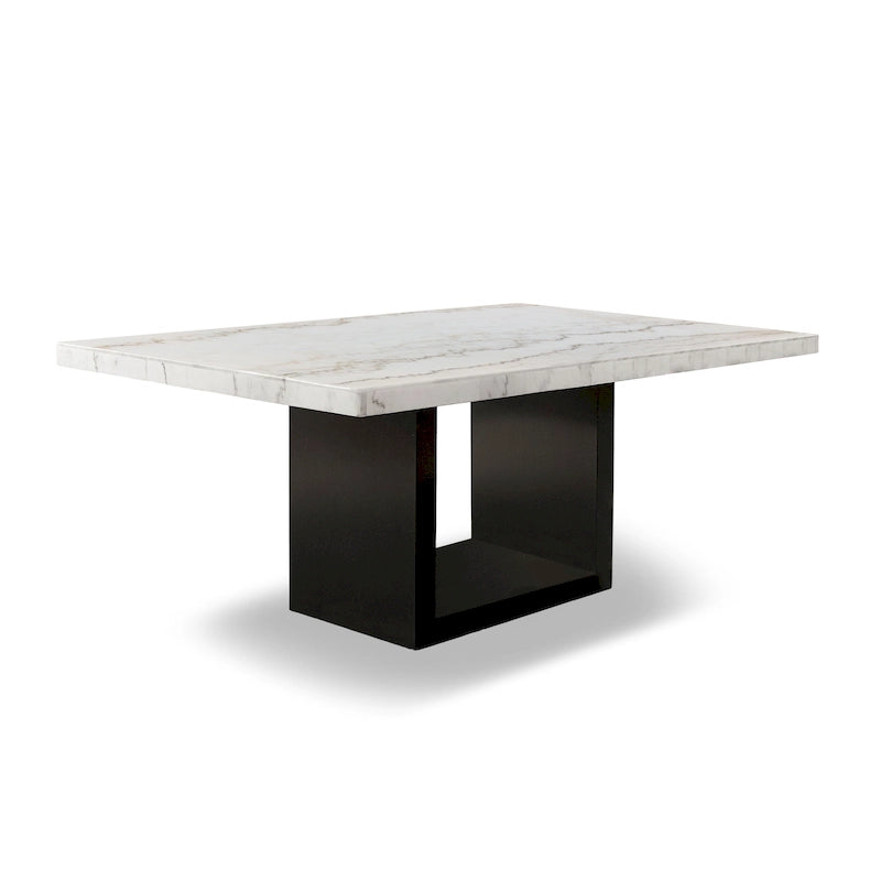 Furniture of America Cots Farmhouse White 70-inch Marble Dining Table
