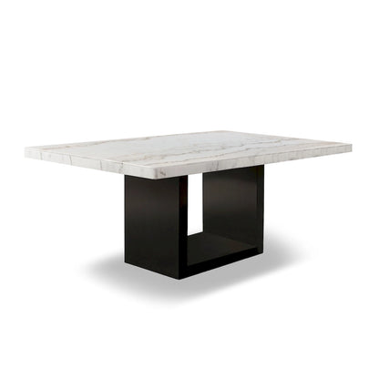Furniture of America Cots Farmhouse White 70-inch Marble Dining Table