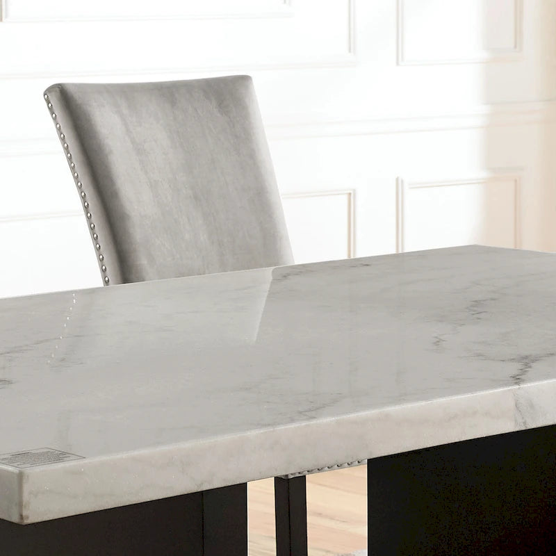 Furniture of America Cots Farmhouse White 70-inch Marble Dining Table