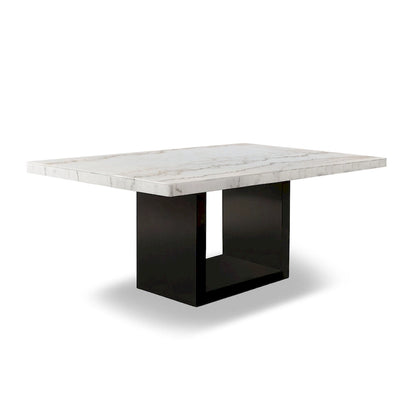 Furniture of America Cots Farmhouse White 70-inch Marble Dining Table