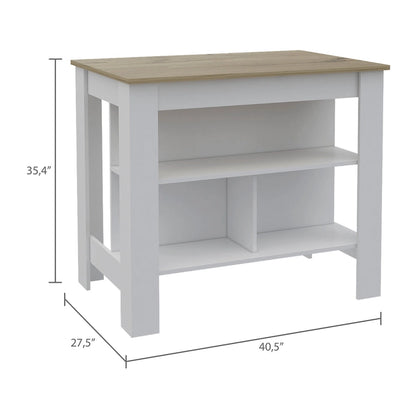TUHOME Cala 3-Shelf Wooden Casual Kitchen Island