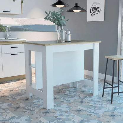 TUHOME Cala 3-Shelf Wooden Casual Kitchen Island
