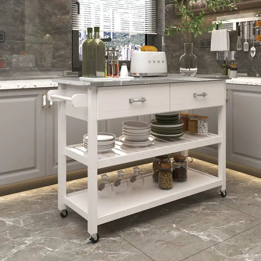 Stainless Steel Top Kicthen Cart With Two Drawers