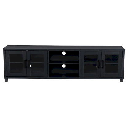 Black Extra-Wide TV Stand with Glass Door Storage for TVs up to 95