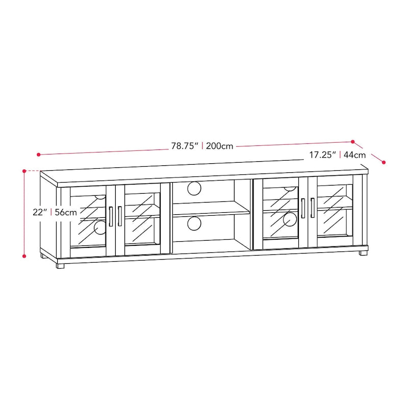 Black Extra-Wide TV Stand with Glass Door Storage for TVs up to 95