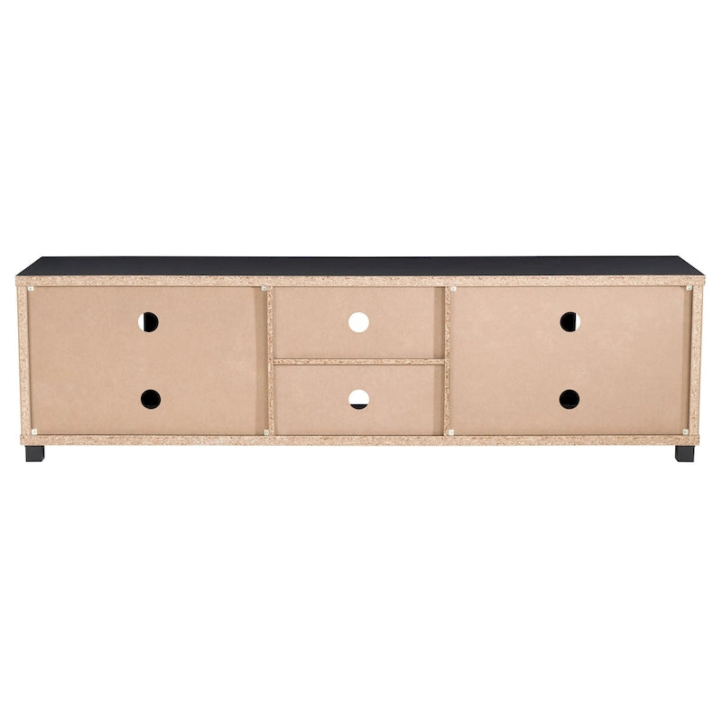 Black Extra-Wide TV Stand with Glass Door Storage for TVs up to 95