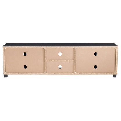 Black Extra-Wide TV Stand with Glass Door Storage for TVs up to 95