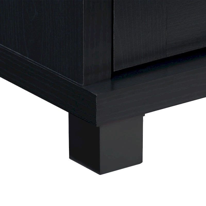 Black Extra-Wide TV Stand with Glass Door Storage for TVs up to 95