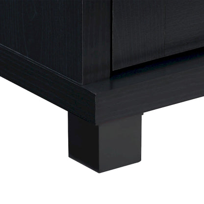 Black Extra-Wide TV Stand with Glass Door Storage for TVs up to 95