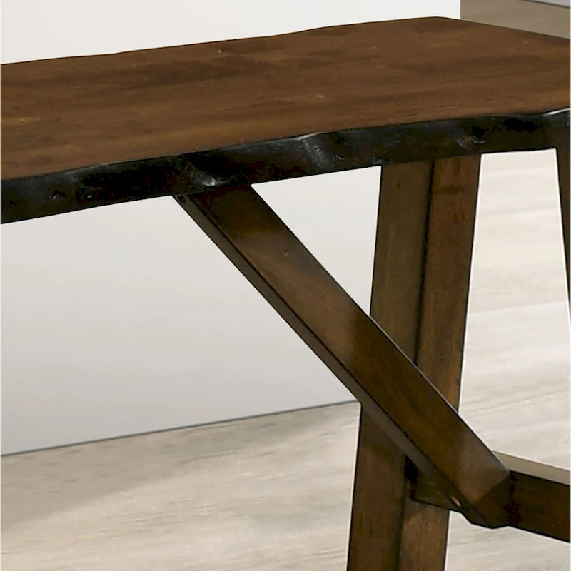 Leesie Rustic Farmhouse Live Edge Brown Wood Bench by Furniture of America