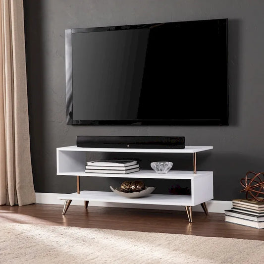 SEI Furniture White Low Profile Media TV Stand for TV's up to 41 