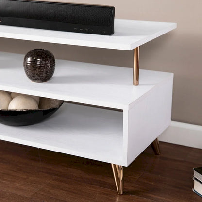 SEI Furniture White Low Profile Media TV Stand for TV's up to 41